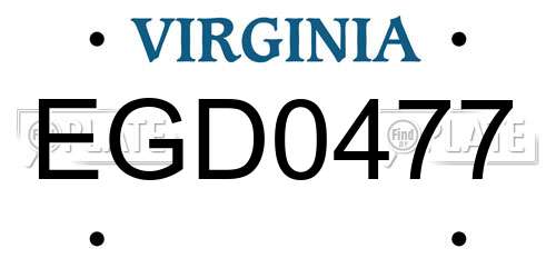 EGD0477 Virginia License Plate
