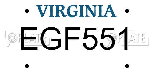 EGF551 Virginia License Plate
