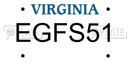 EGFS51 Virginia License Plate