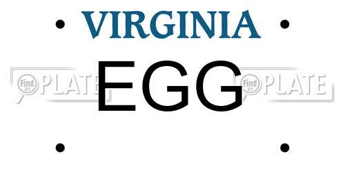 EGG Virginia License Plate