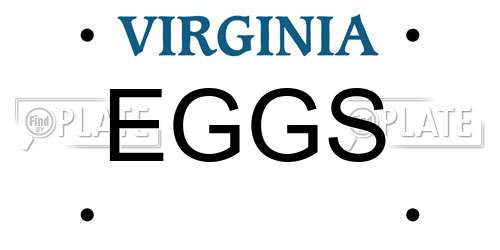 EGGS Virginia License Plate
