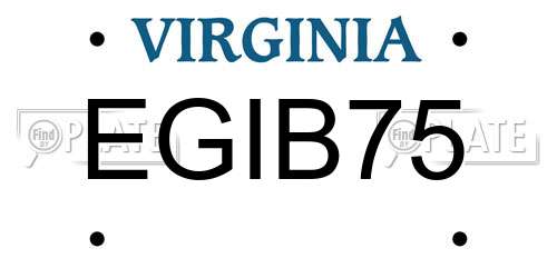 EGIB75 Virginia License Plate