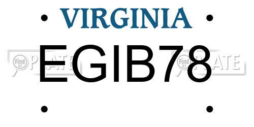EGIB78 Virginia License Plate