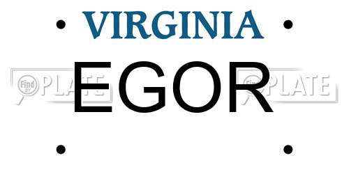 EGOR Virginia License Plate
