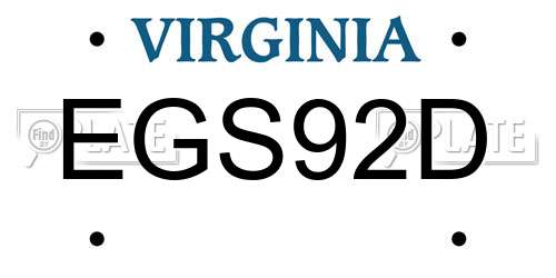 EGS92D Virginia License Plate
