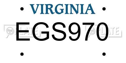 EGS970 Virginia License Plate