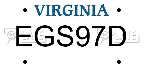 EGS97D Virginia License Plate