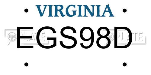 EGS98D Virginia License Plate