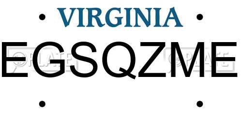 EGSQZME Virginia License Plate