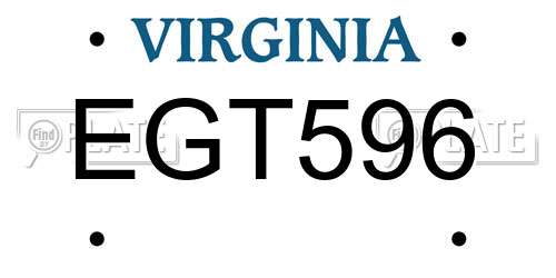 EGT596 Virginia License Plate