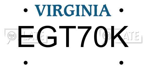 EGT70K Virginia License Plate