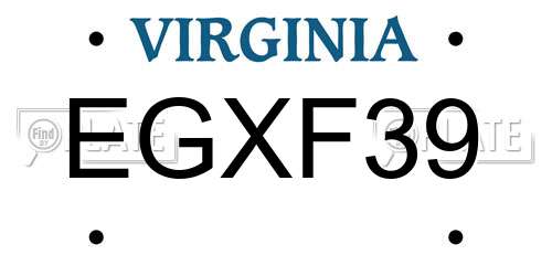 EGXF39 Virginia License Plate