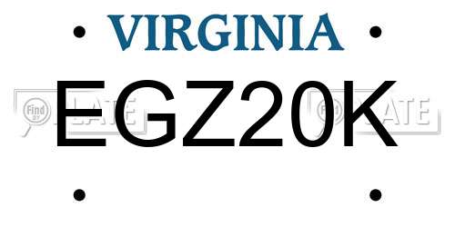 EGZ20K Virginia License Plate