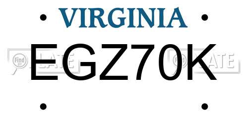 EGZ70K Virginia License Plate