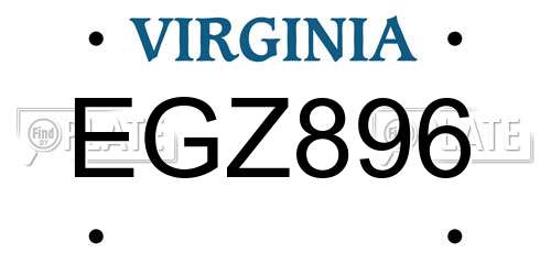 EGZ896 Virginia License Plate