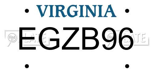 EGZB96 Virginia License Plate