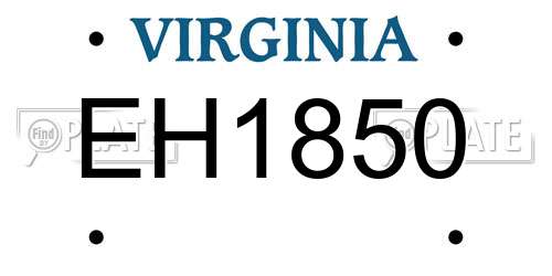 EH1850 Virginia License Plate