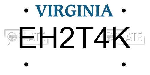 EH2T4K Virginia License Plate