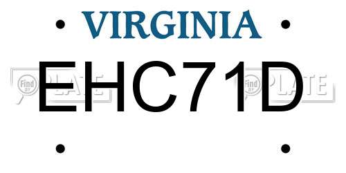 EHC71D Virginia License Plate