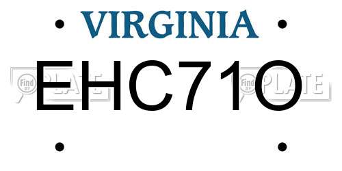 EHC71O Virginia License Plate
