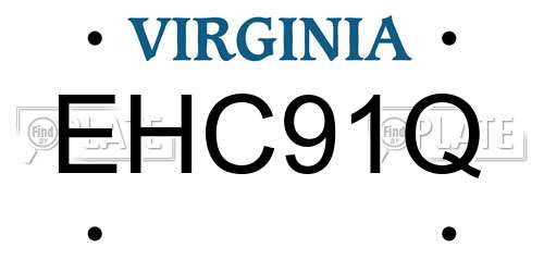EHC91Q Virginia License Plate