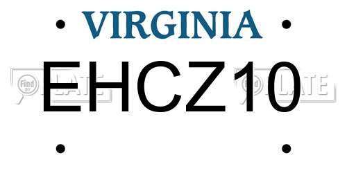 EHCZ10 Virginia License Plate
