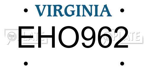 EHO962 Virginia License Plate