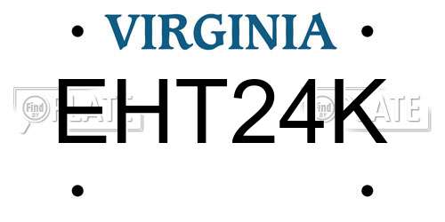 EHT24K Virginia License Plate