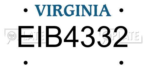 EIB4332 Virginia License Plate