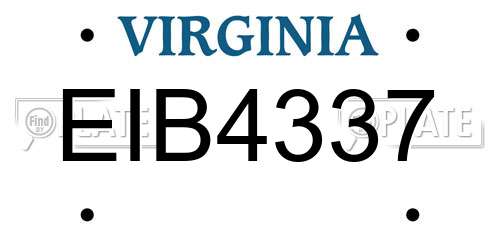 EIB4337 Virginia License Plate