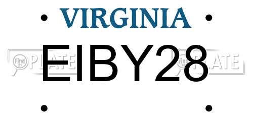 EIBY28 Virginia License Plate