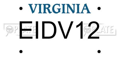 EIDV12 Virginia License Plate