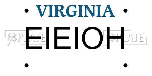 EIEIOH Virginia License Plate