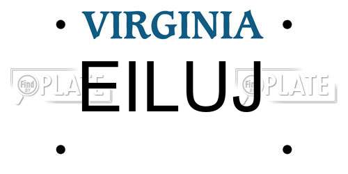 EILUJ Virginia License Plate