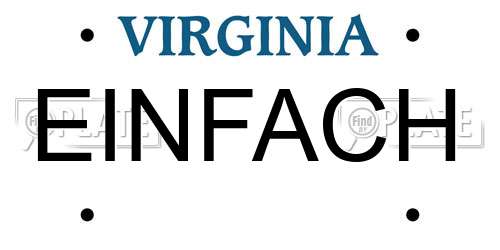 EINFACH Virginia License Plate