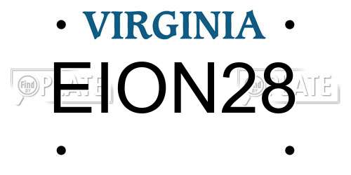 EION28 Virginia License Plate
