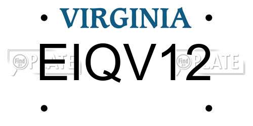 EIQV12 Virginia License Plate