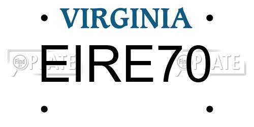 EIRE70 Virginia License Plate