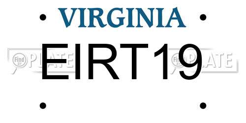 EIRT19 Virginia License Plate