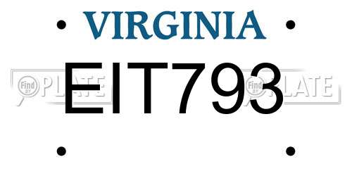 EIT793 Virginia License Plate