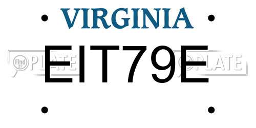 EIT79E Virginia License Plate