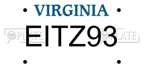 EITZ93 Virginia License Plate