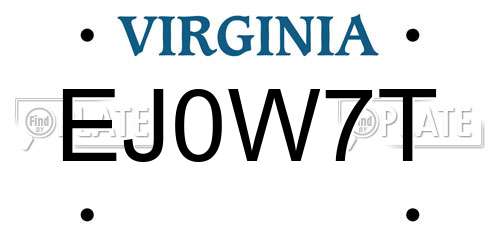 EJ0W7T Virginia License Plate