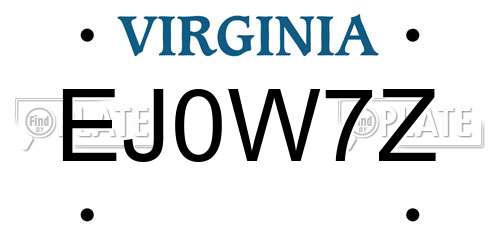 EJ0W7Z Virginia License Plate