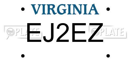 EJ2EZ Virginia License Plate
