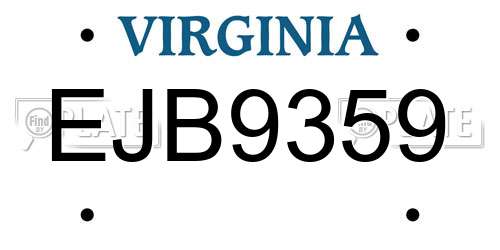 EJB9359 Virginia License Plate