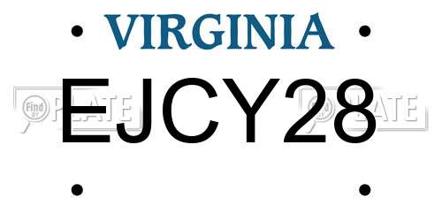 EJCY28 Virginia License Plate