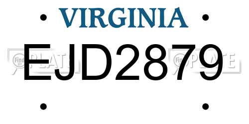 EJD2879 Virginia License Plate