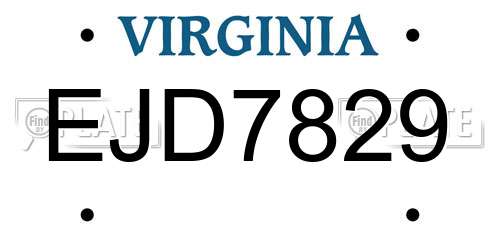 EJD7829 Virginia License Plate