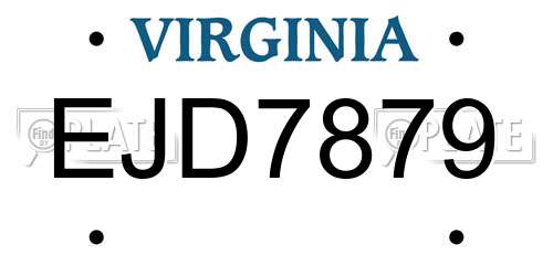EJD7879 Virginia License Plate